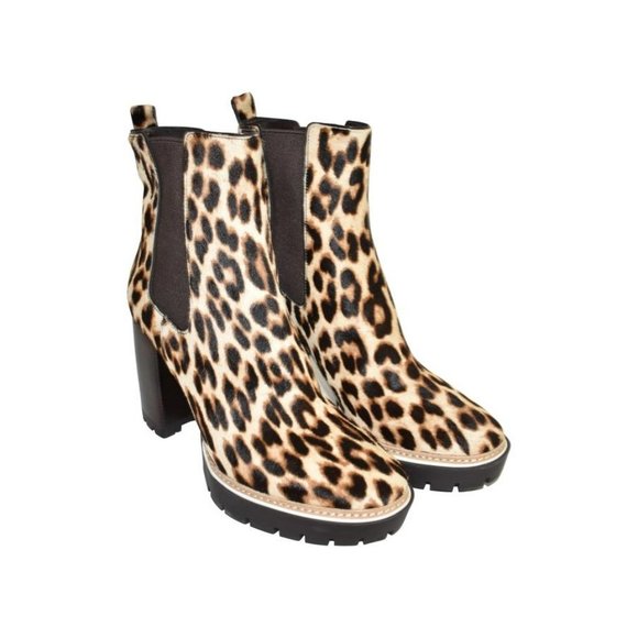 Tory Burch Leopard Print Miller 100mm Hair Calf Lug Sole 61404 Boots Sz 10